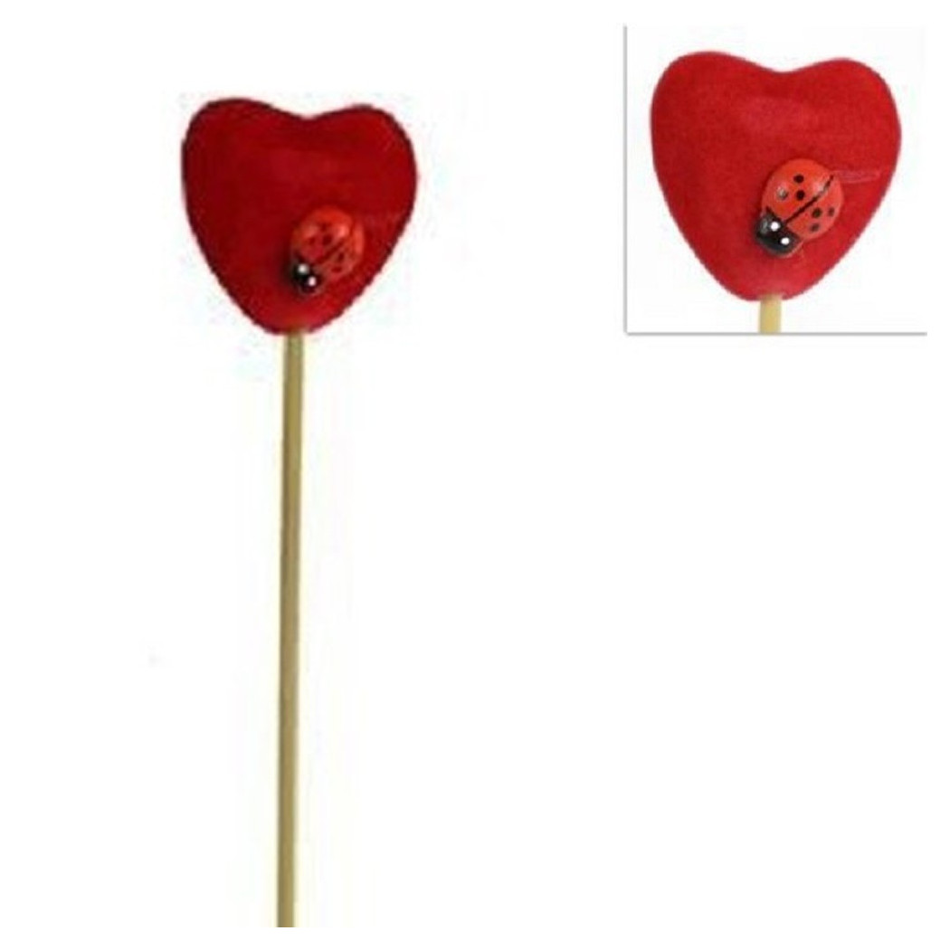 foto del prodotto trade shop set 12 pz spilloni con cuore rosso coccinella 3x21x2cm accessori san valentino 