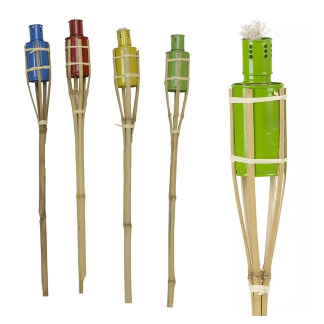 foto del prodotto trade shop - set 12 pz torcia in bambù 60 cm colorate giardino vialetti decorazione esterna 016788 -