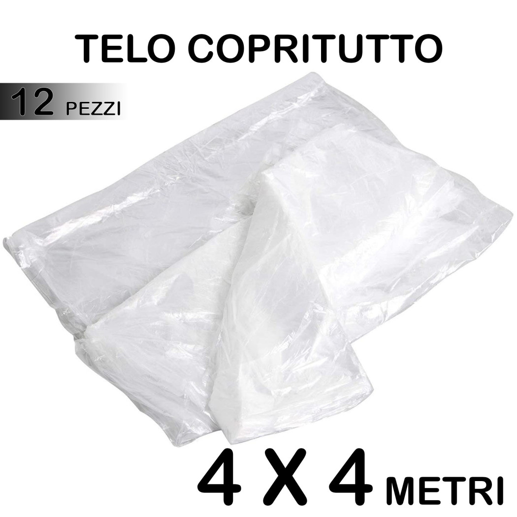 foto del prodotto trade shop set 12 telo copritutto multiuso protegge pavimenti mobili auto sedie 4x4m 