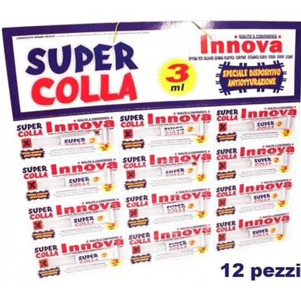 foto del prodotto trade shop set 12 tubetti colla cianoacrilica per riparazione plastica metallo legno 3g 