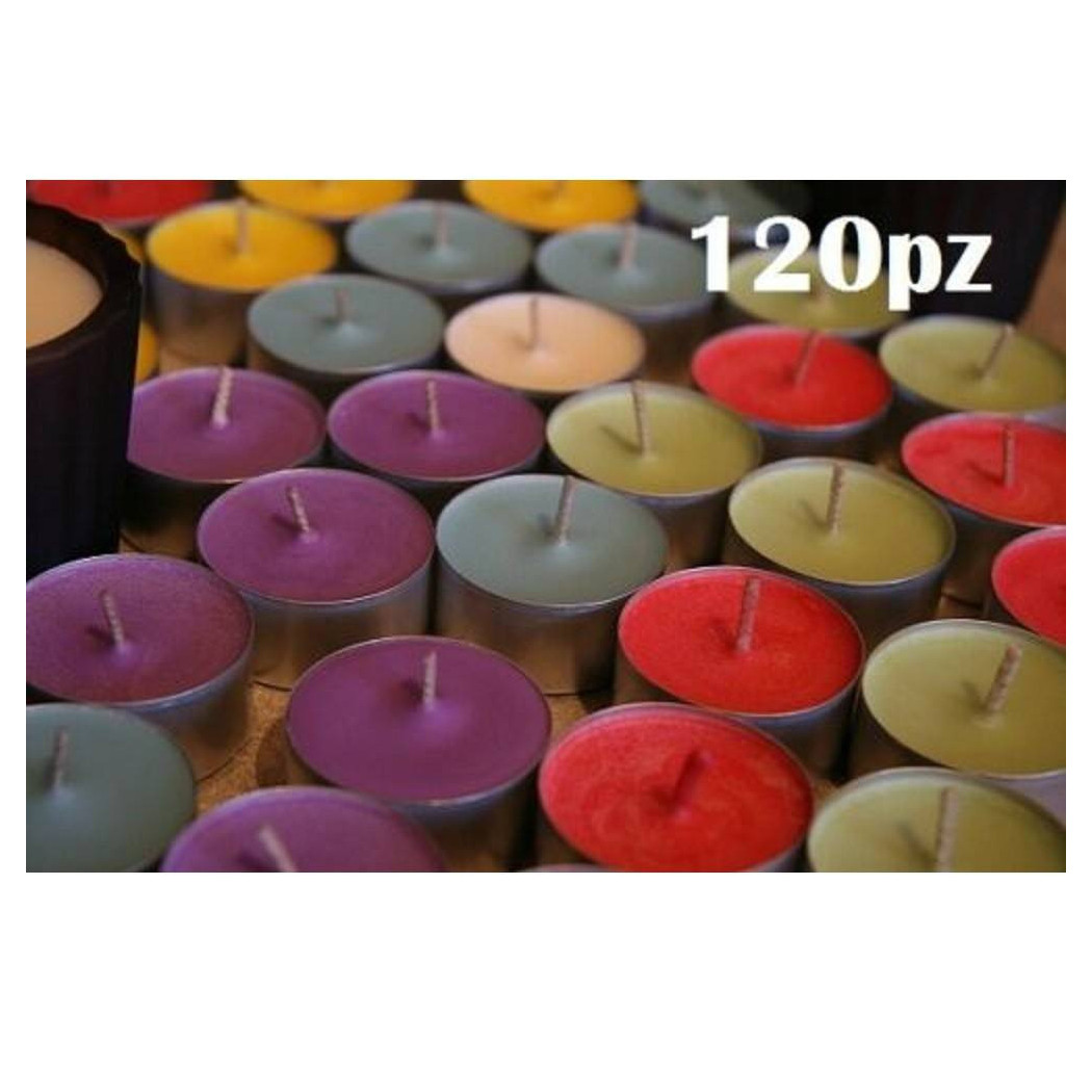 foto del prodotto trade shop set 120 pezzi candele colorate assortite profumate fragranza tealight lumini 