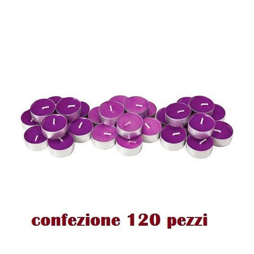 foto del prodotto trade shop set 120 pezzi candele viola profumate fragranza lavanda tealight lumini 