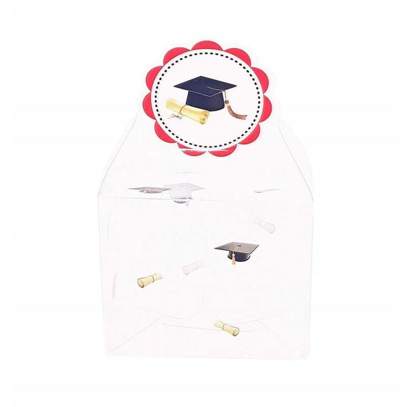 foto del prodotto trade shop set 12pz bomboniera scatola cappello tesi trasparente in pvc portaconfetti laurea 