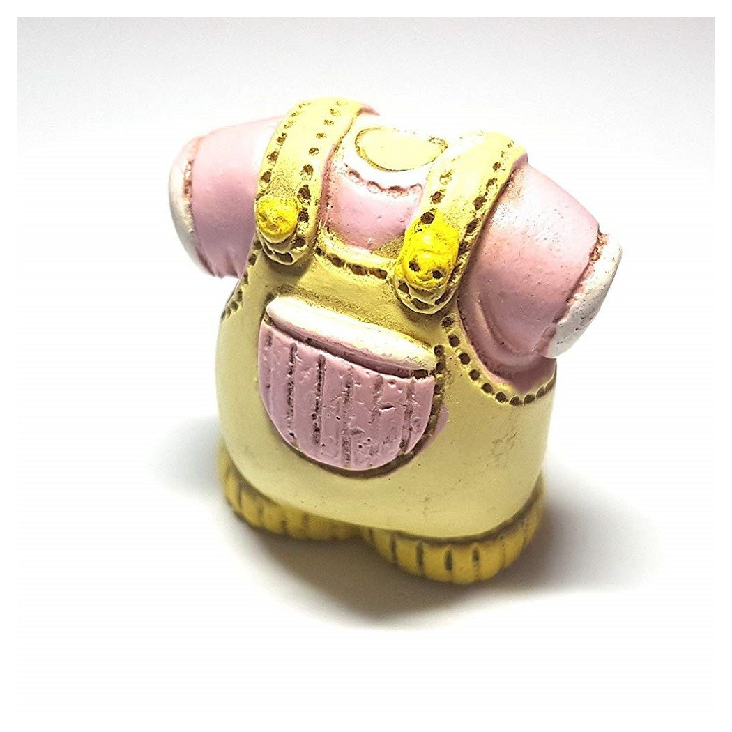 foto del prodotto trade shop set 12pz bomboniera vestitino rosa 3d bambina ceramica appoggio battesimo nascita 