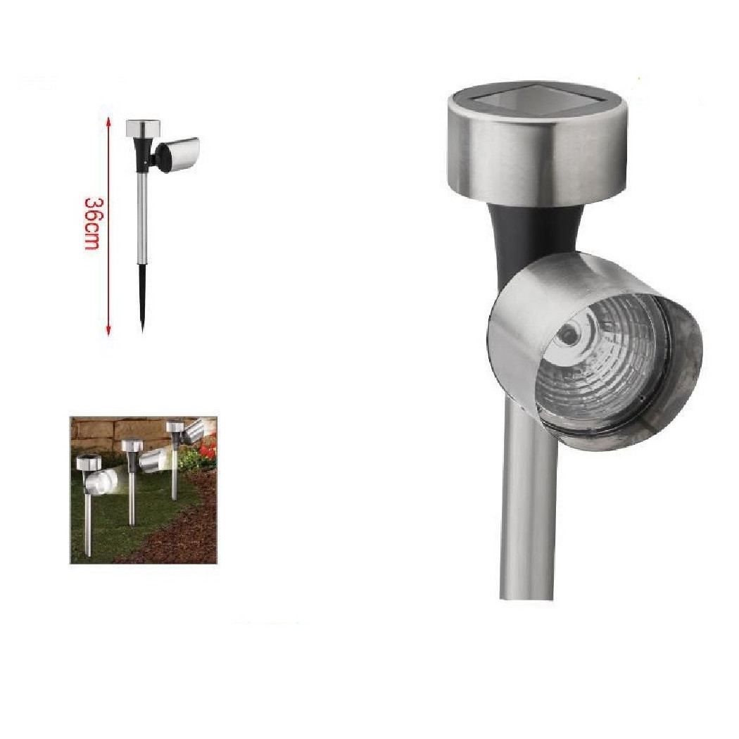foto del prodotto trade shop set 12pz lampada faretto energia solare led da giardino a picchetto 36cm 2002997 