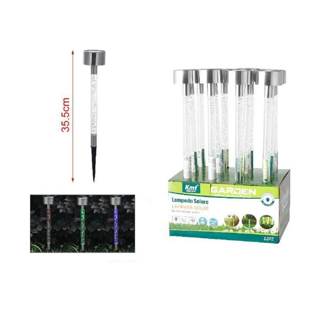 foto del prodotto trade shop set 12pz lampada solare 35.5cm con picchetto bolle colorate led giardino 2003021 