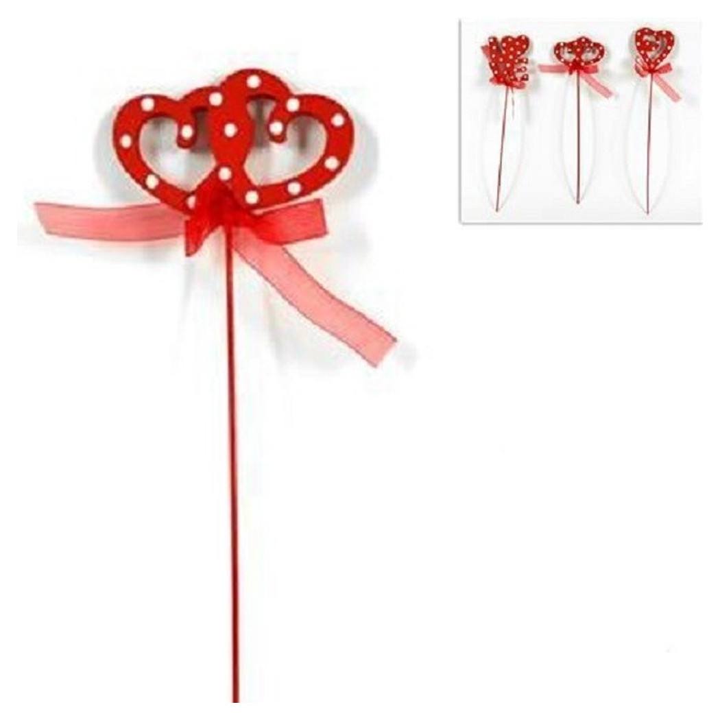 foto del prodotto trade shop set 12pz spillone legno con fiocco cuore love 26cm san valentino 3 modelli 