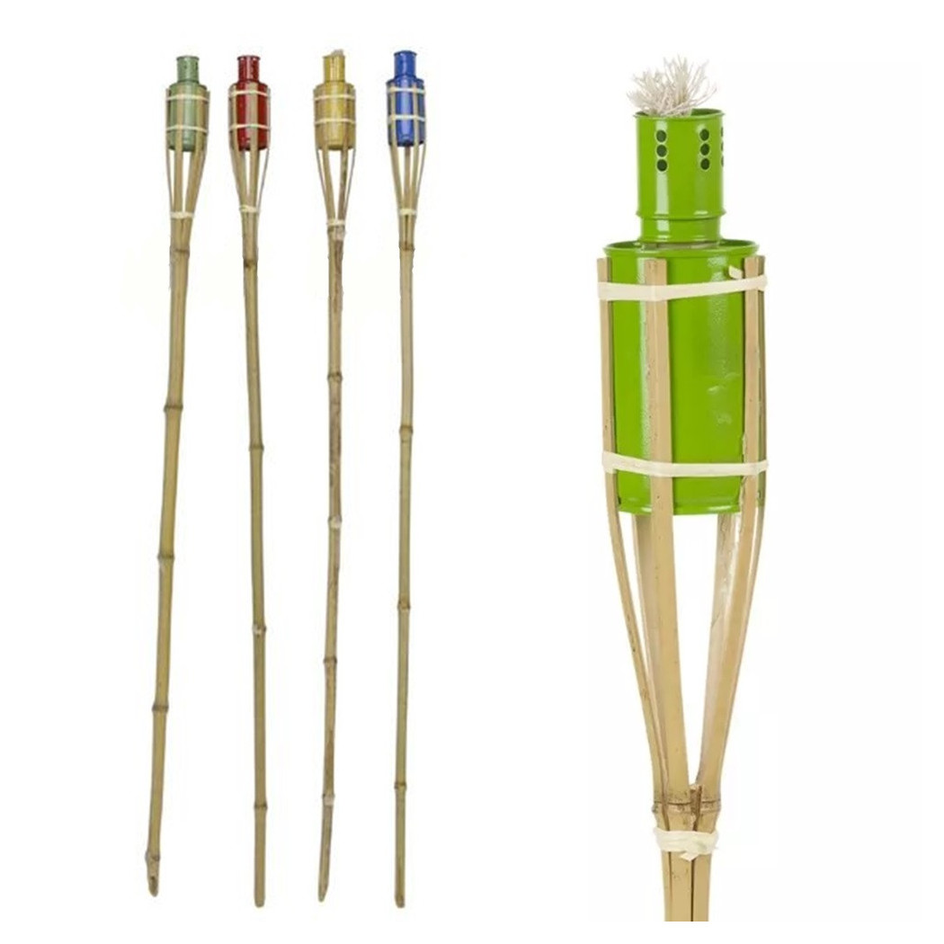 foto del prodotto trade shop - set 12pz torcia in bambù 120cm colorate giardino vialetti decorazione esterna 016946 -