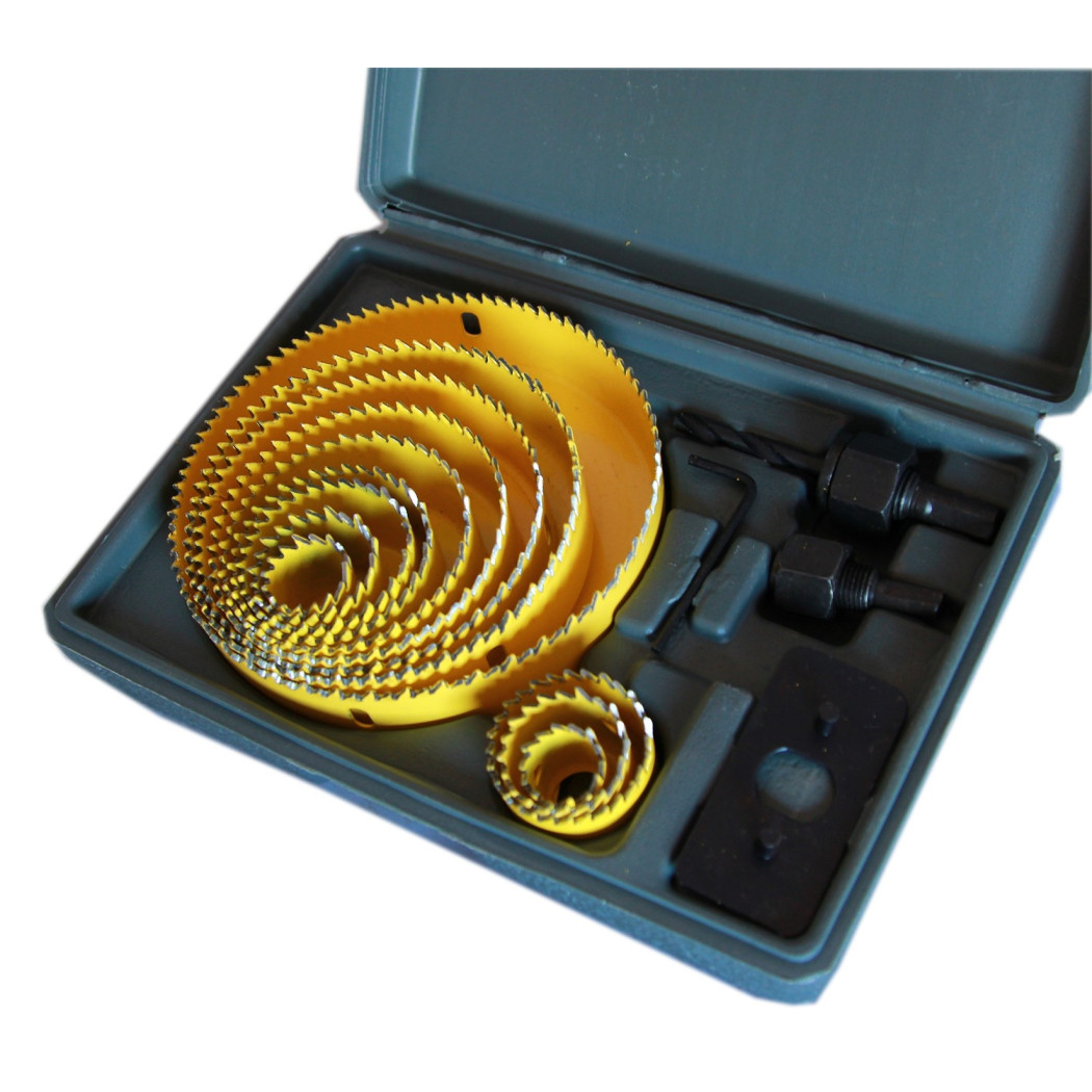 foto del prodotto trade shop set 16 pz frese legno frese a tazza per trapano supporto 2 attacchi 12 frese 