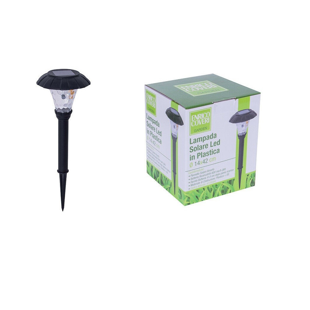 foto del prodotto trade shop set 18pz lampada solare led in plastica picchetto giardino nera 14x42cm 4125004 