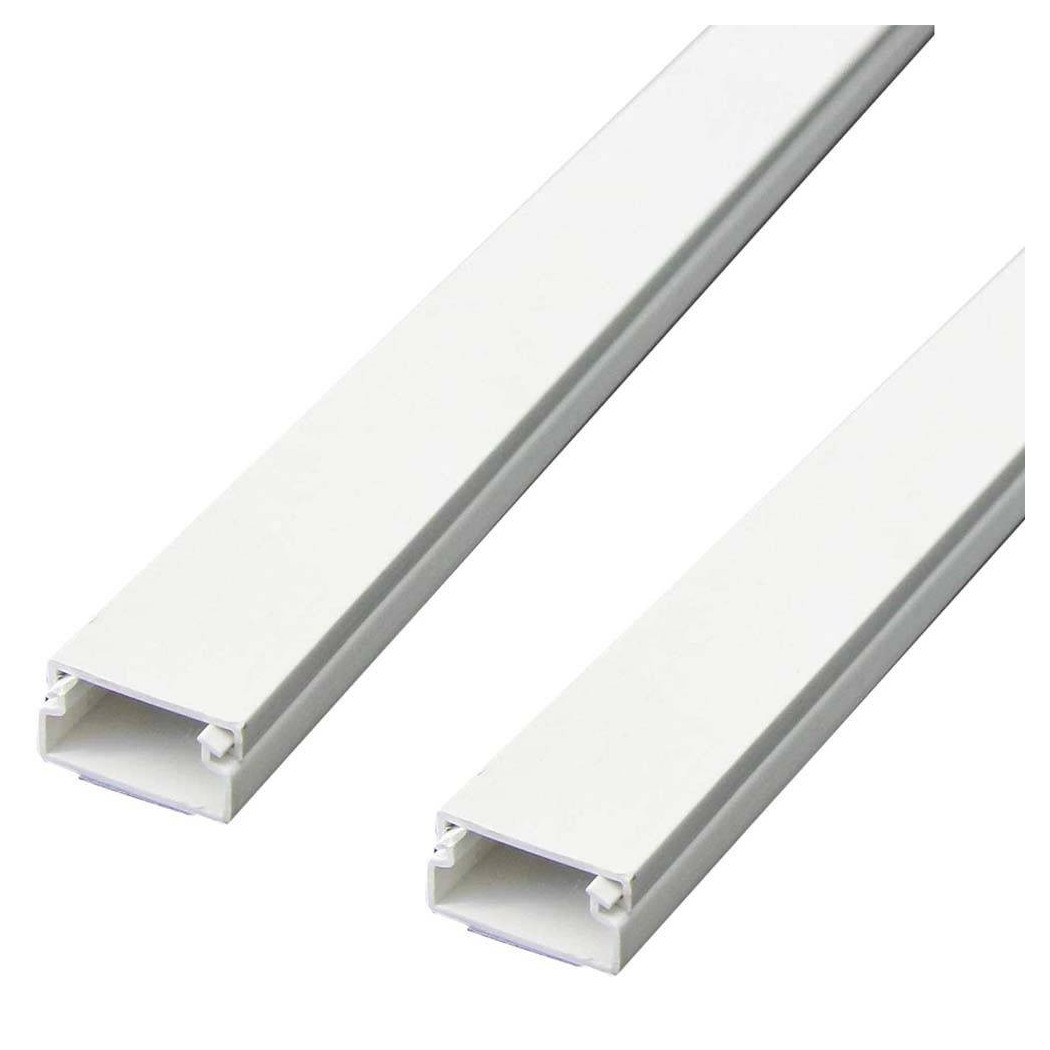 foto del prodotto trade shop set 2 canalina elettrica passacavi adesiva da 1mt in plastica bianco 20 x 10 mm 