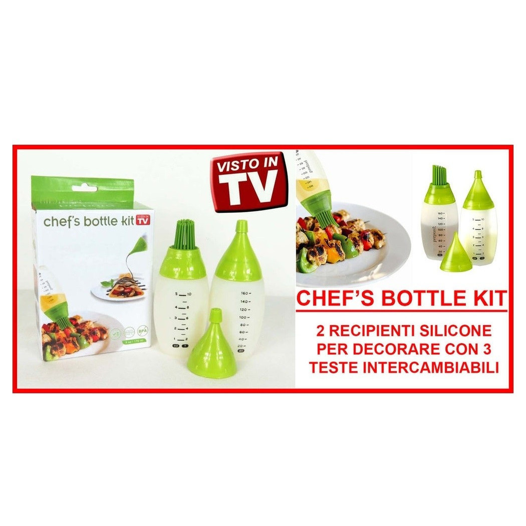 foto del prodotto trade shop set 2 chef 39 s bottle contenitori silicone 3 decori pennello decorare dolci torte 