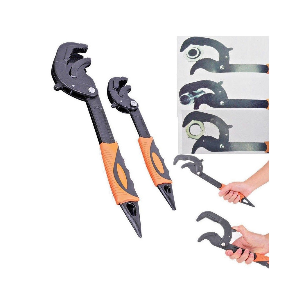 foto del prodotto trade shop set 2 chiavi a tubo veloce regolabili multi funzioni professionali 260 mm 380 mm 