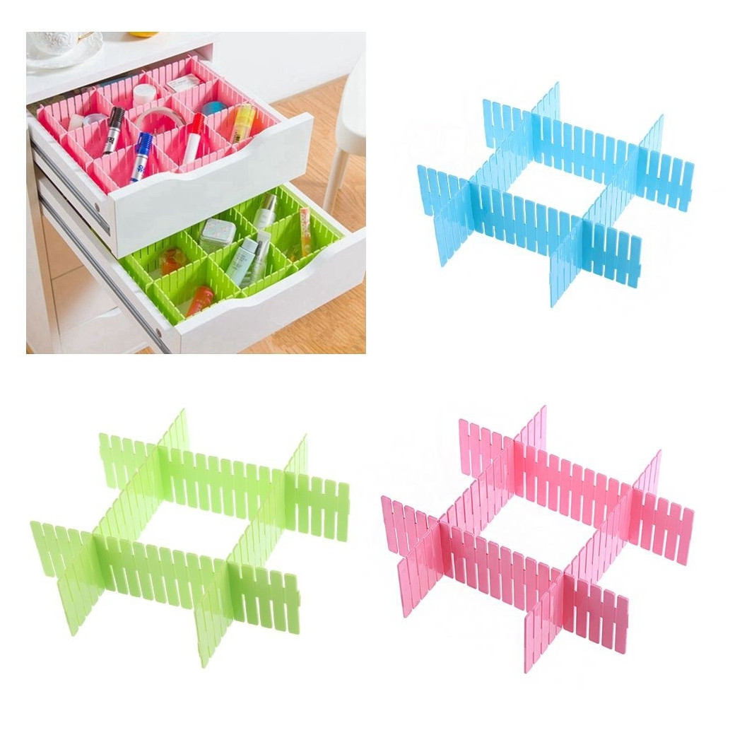 foto del prodotto trade shop set 2 divisori 43x13 cm divisorio cassetti in plastica organizza divide ordine 