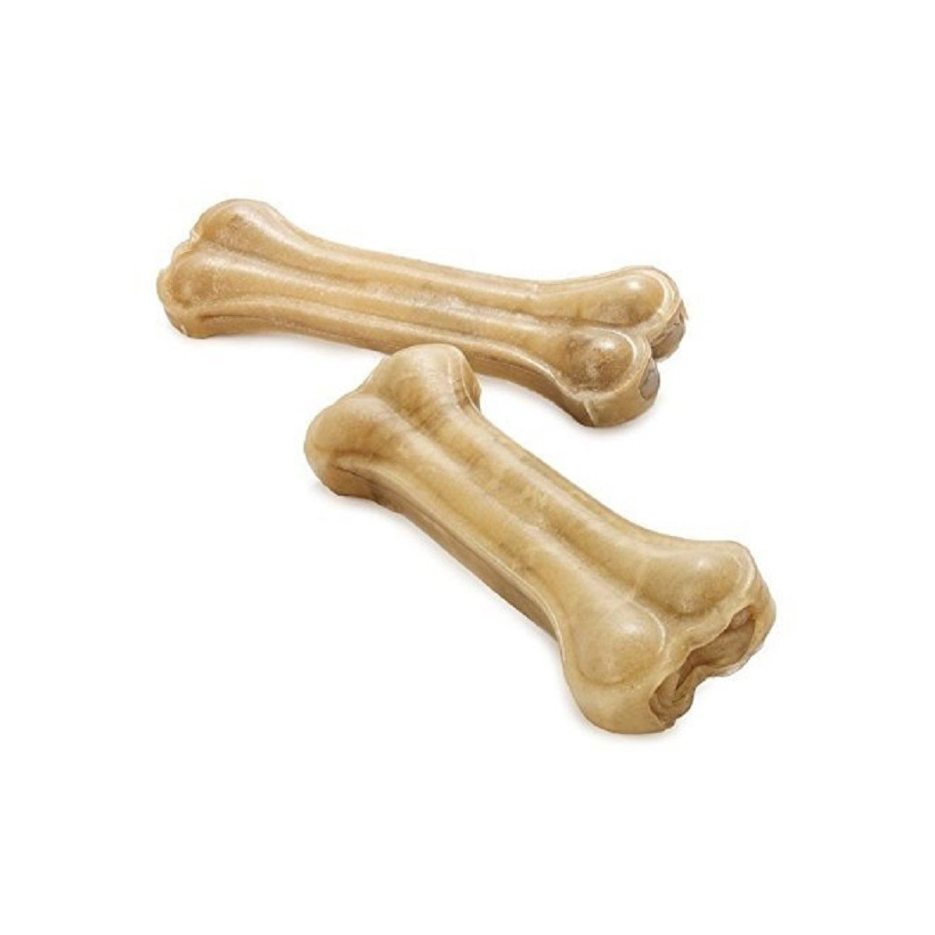 foto del prodotto trade shop set 2 ossi pressati da masticare 20cm in pelle bovina grezza per dentatura cane 