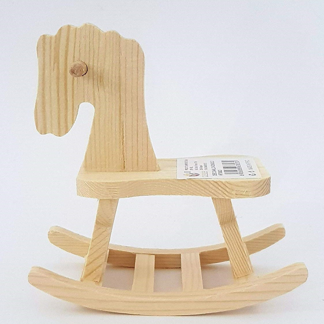 foto del prodotto trade shop set 2 pezzi cavallo dondolo legno 63823 decorazione 12x11x6.5cm decoupage 