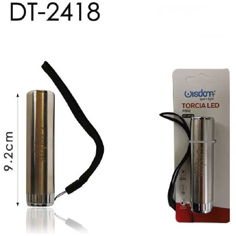 foto del prodotto trade shop set 2 pezzi mini torcia elettrica led 9.2cm tascabile portatile campeggi dt 2418 