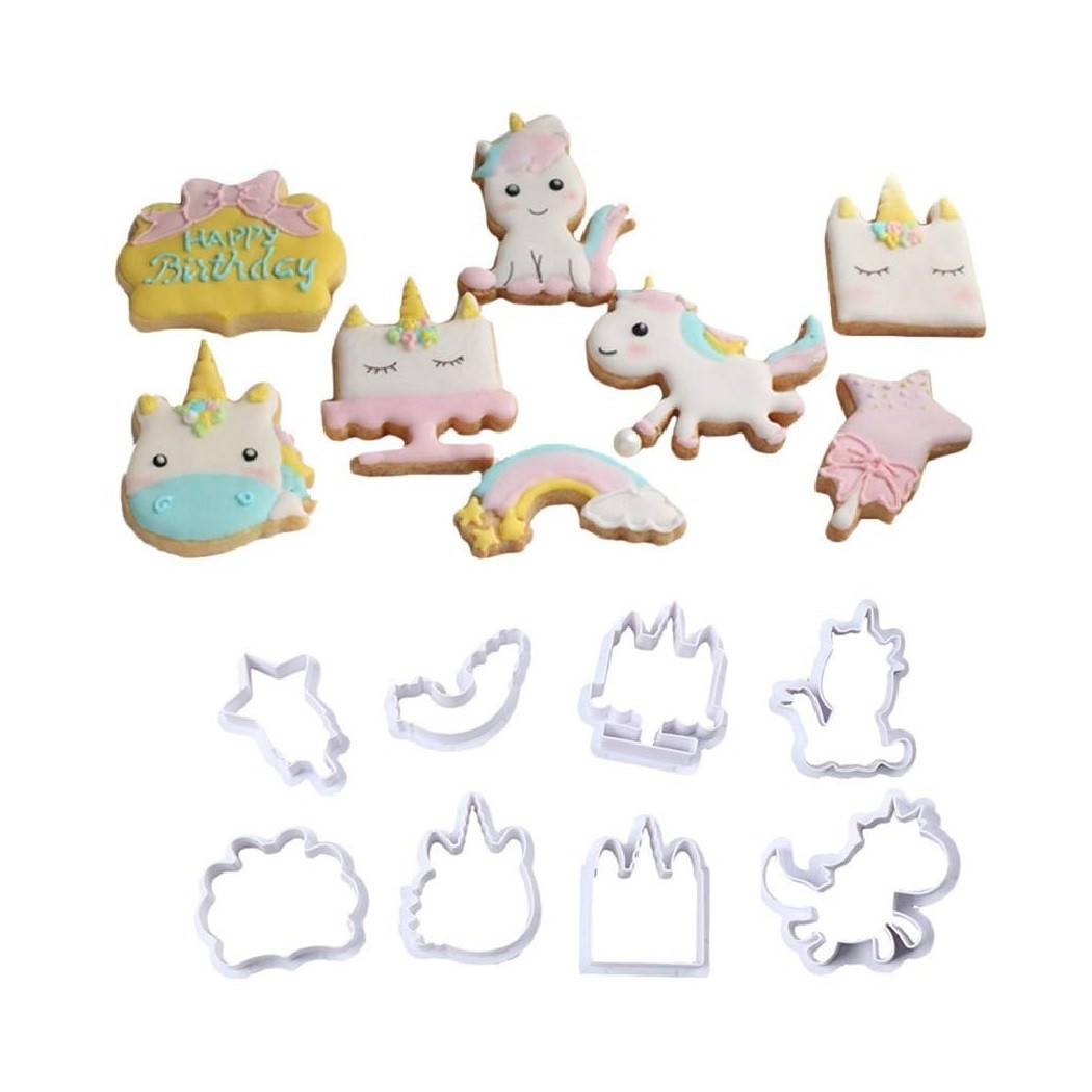 foto del prodotto trade shop set 2 pezzi stampi stampini sugarbelle formine unicorno nuvola tondo cane dolce 