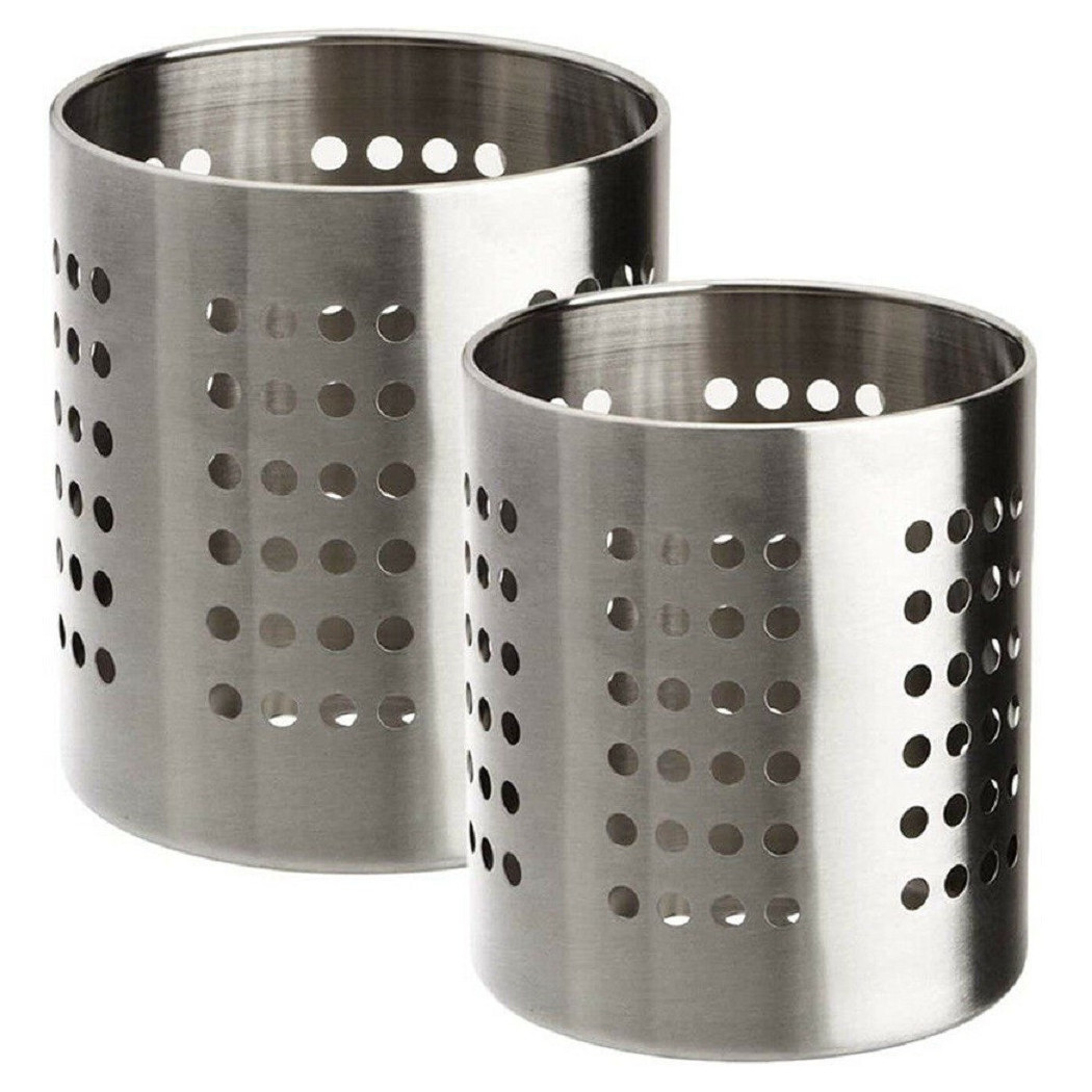 foto del prodotto trade shop set 2 portaposate forato acciaio scolaposate da cucina portautensili organizer 