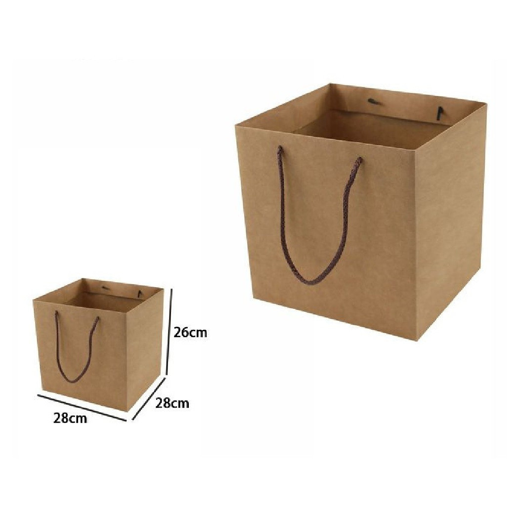 foto del prodotto trade shop set 2 pz. buste busta borsa da regalo marone 28x28x26 cm manici in corda 69251 