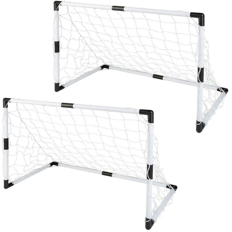 foto del prodotto trade shop set 2 pz mini porte da calcio 91,5x61x48cm con palla pompa 8 picchetti fissaggio 