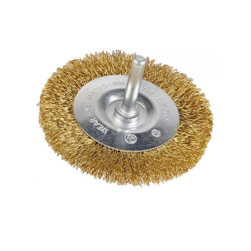 foto del prodotto trade shop set 2 pz. spazzole in acciaio 3 39 39 75mm punte per trapano da smerigliatura spazzole circolare filo ottonato 