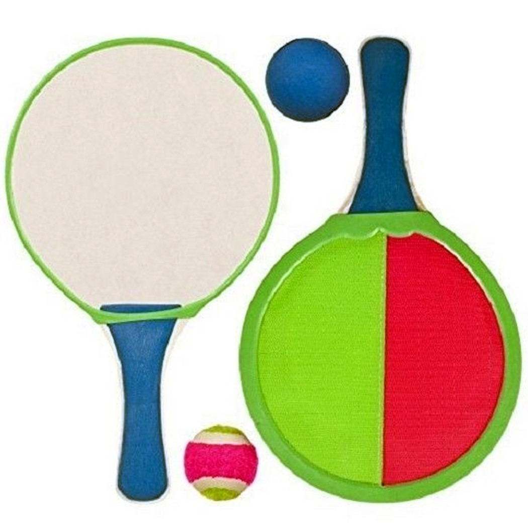 foto del prodotto trade shop set 2 racchette 2in1 doppia funzione con 2 palline beach tennis spiaggia mare 