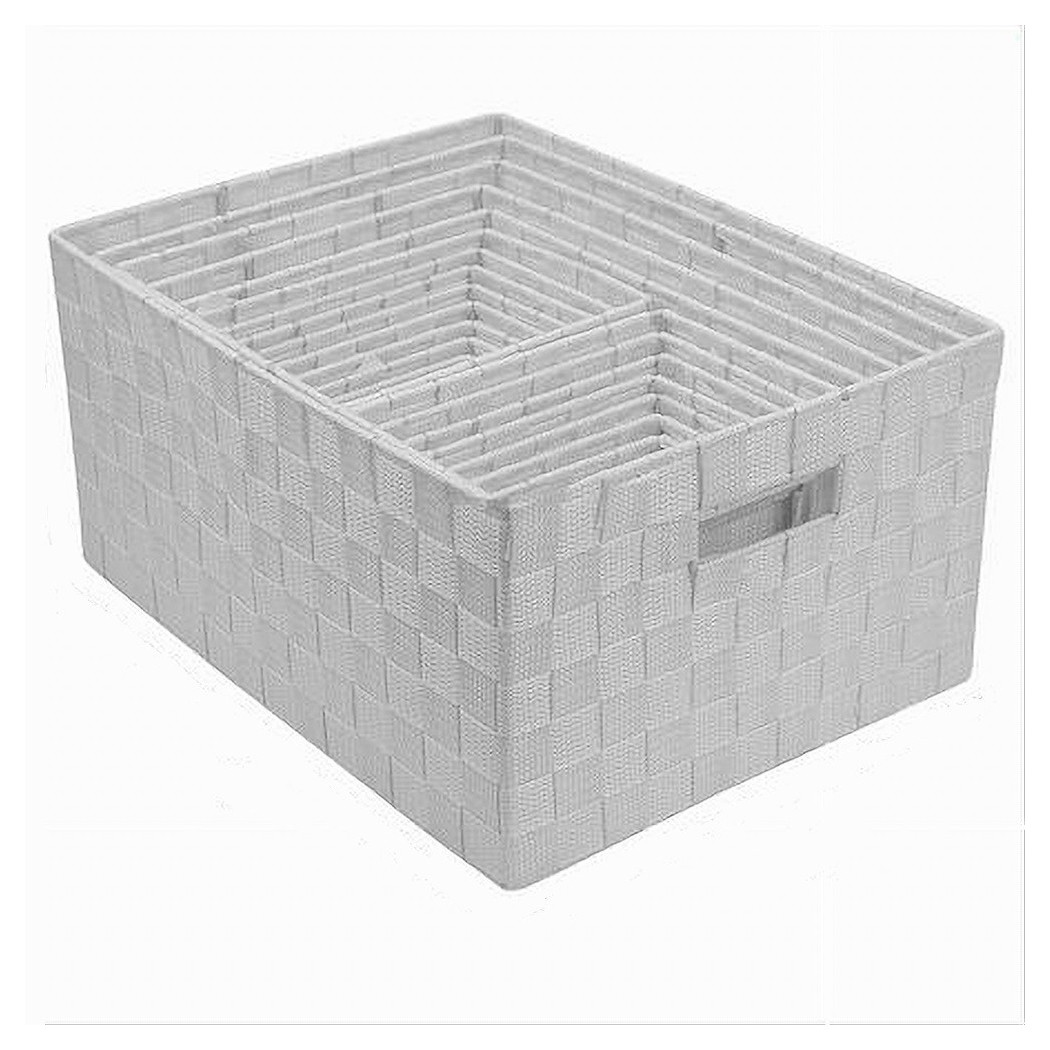 foto del prodotto trade shop set 21 pz box scatola in tessuto portaoggetti organizer con manici bianco 79085 