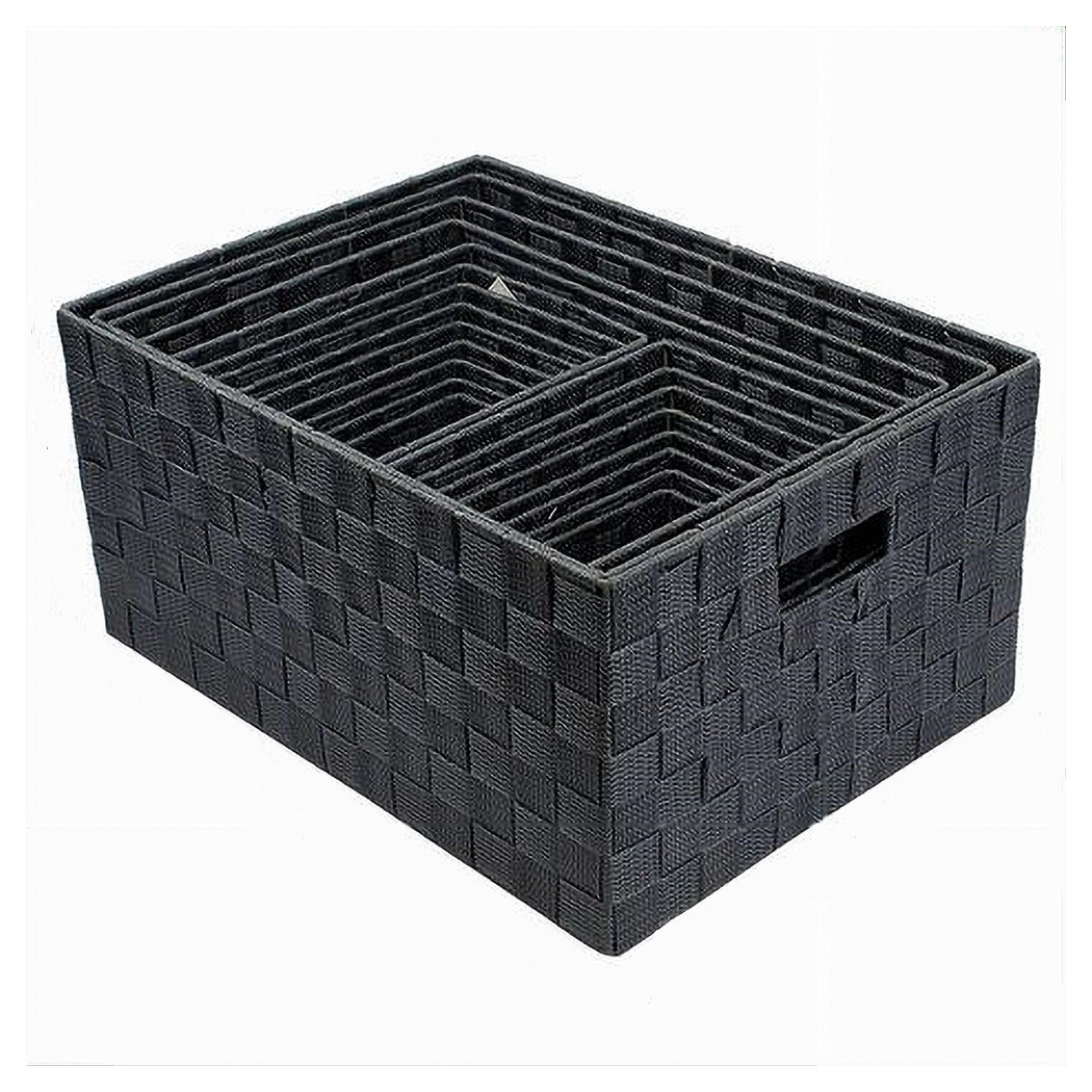 foto del prodotto trade shop set 21pz scatola in tessuto portaoggetti organizer con manici grigio scuro 79086 