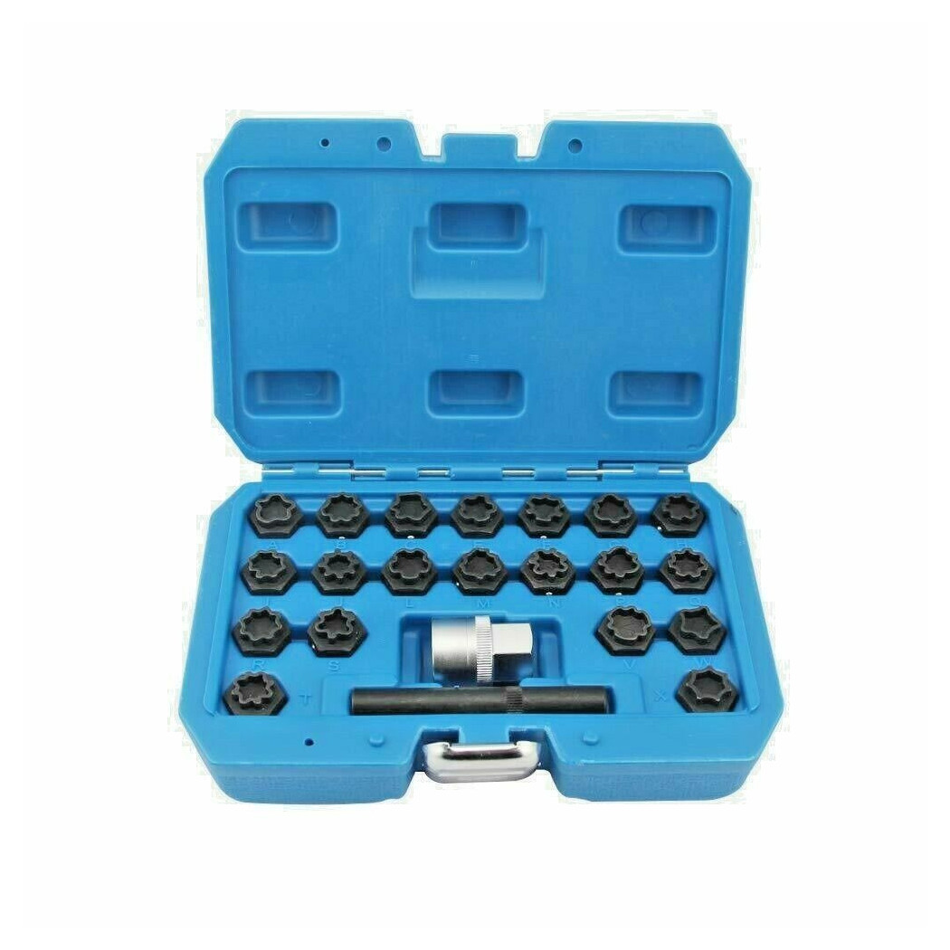 foto del prodotto trade shop set 22 pz bussole per rimozione dadi bloccaggio antifurto ruote audi hy156163 