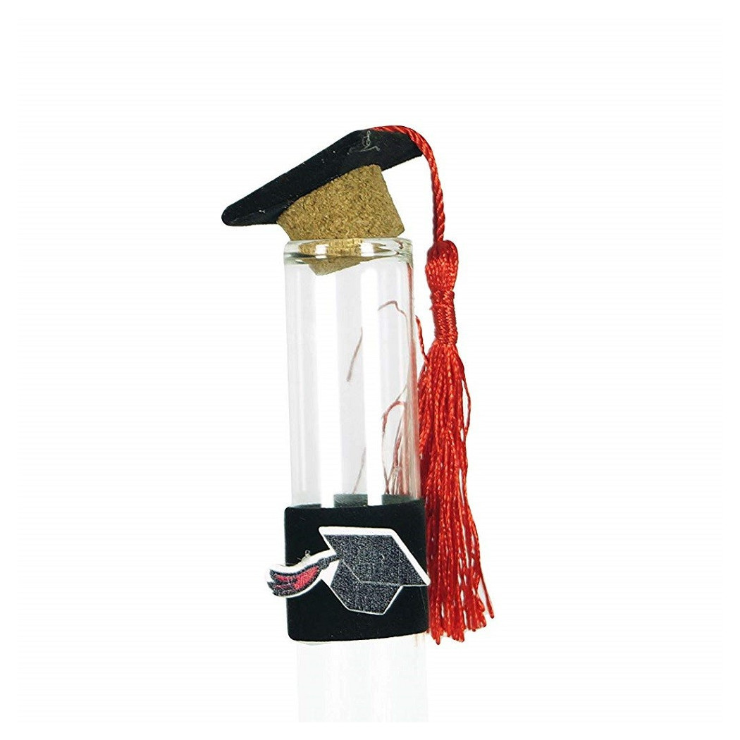 foto del prodotto trade shop set 24 bomboniere ampolla laurea 2x9cm vetro tappo sughero con cappello confetti 