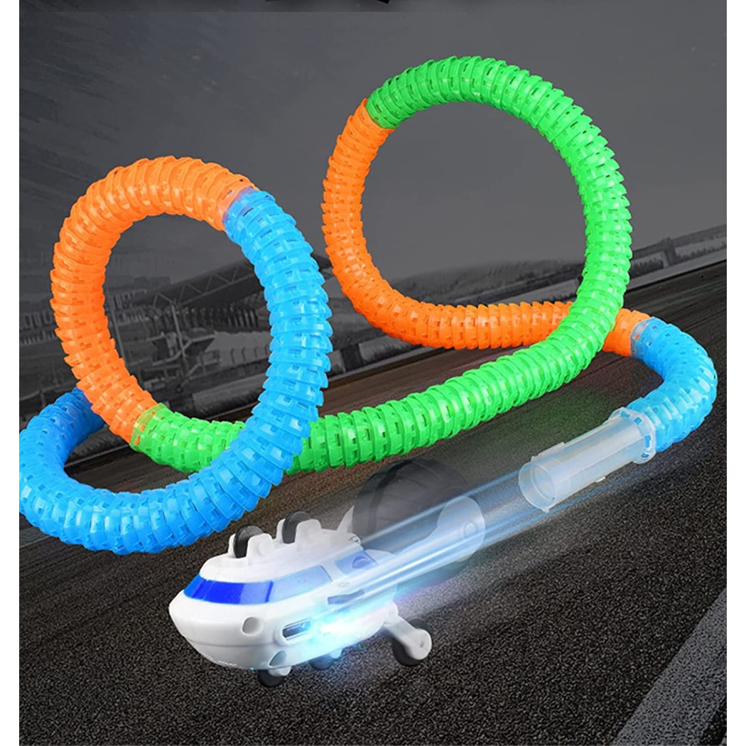 foto del prodotto trade shop set 243 pezzi pista luminosa led ad anello a 360 carri a binario auto q wj668 