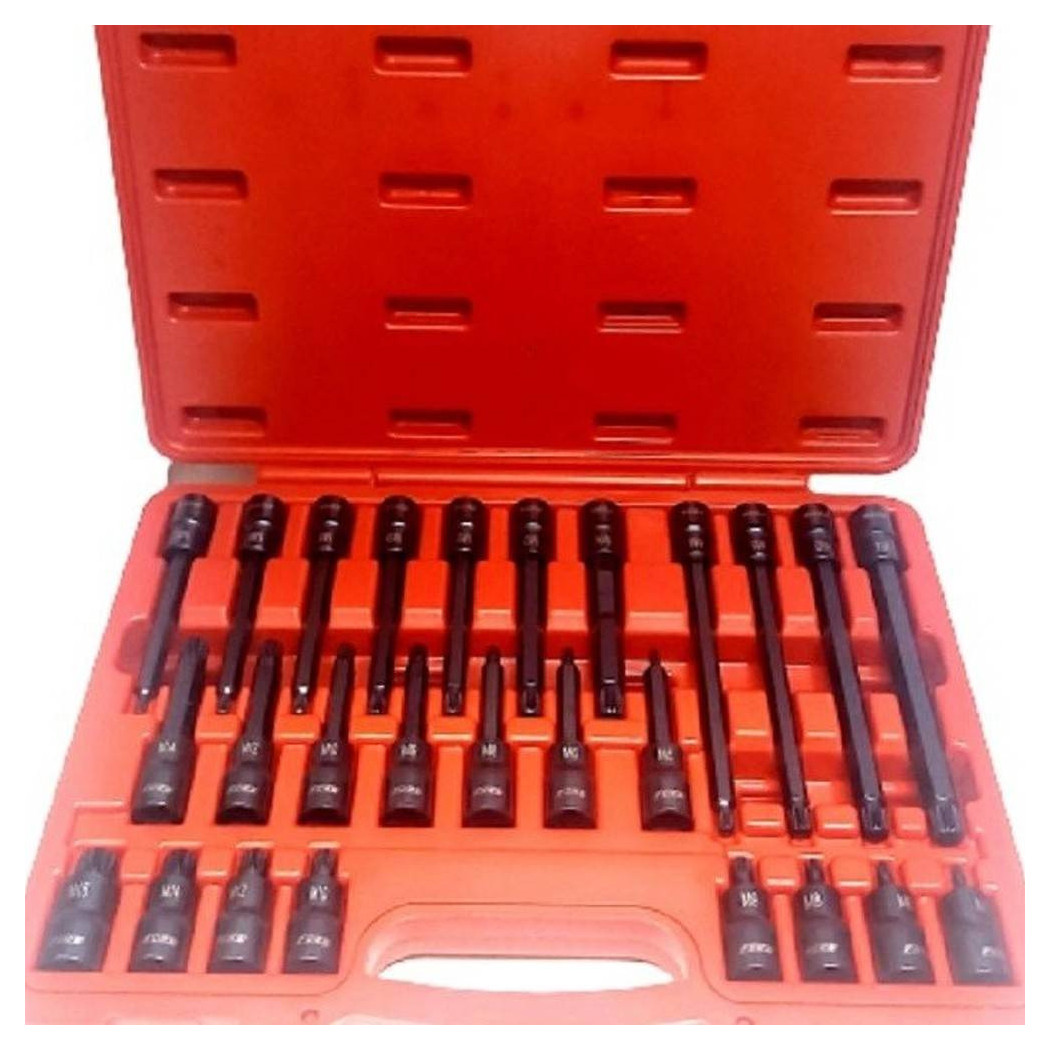 foto del prodotto trade shop set 26 pezzi chiavi a bussola inserti millerighe xzn 1 2 quot da m5 a m16 fs 43614 