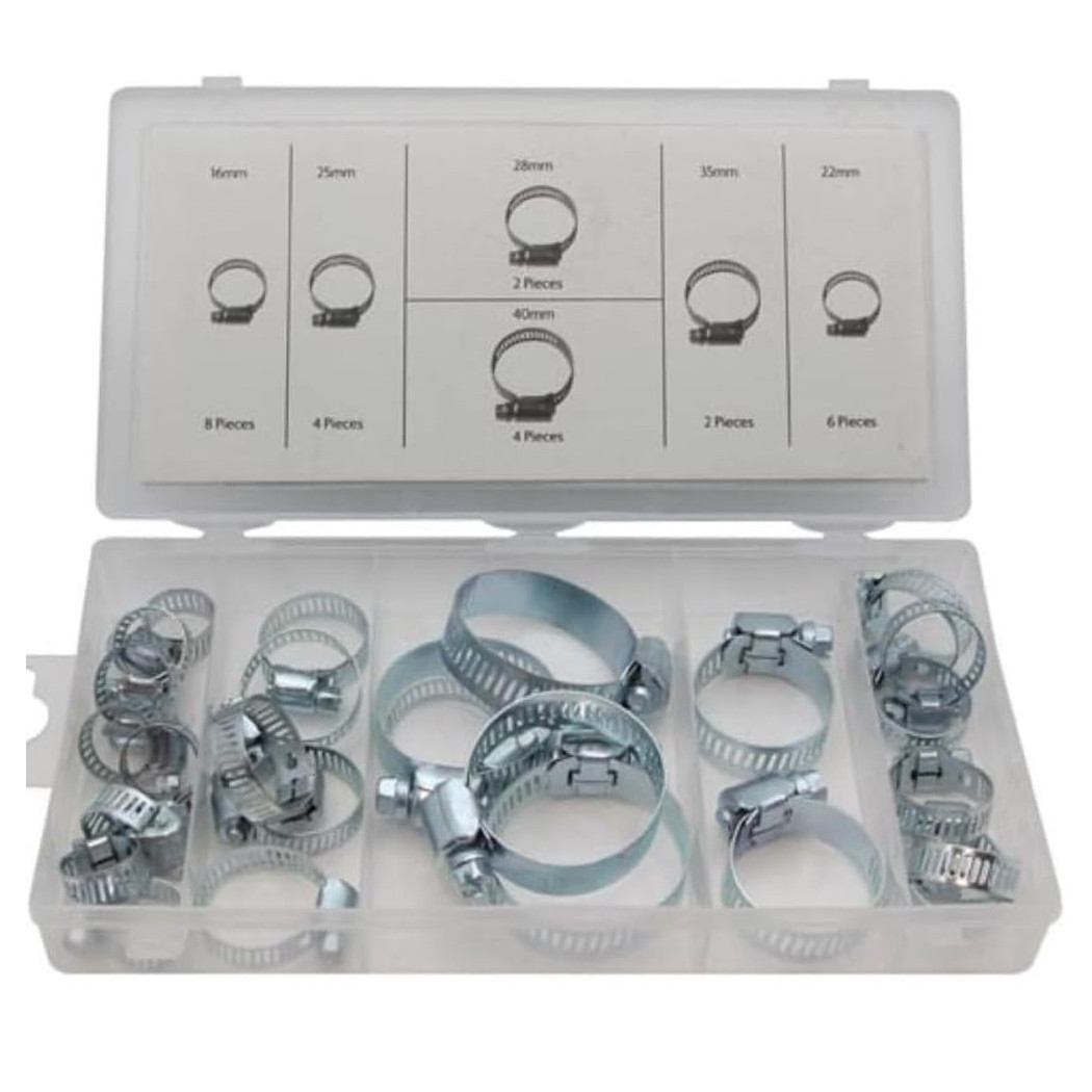 foto del prodotto trade shop set 26 pezzi kit fascette stringitubo con chiusura asimmetrica 16 40mm assortite 