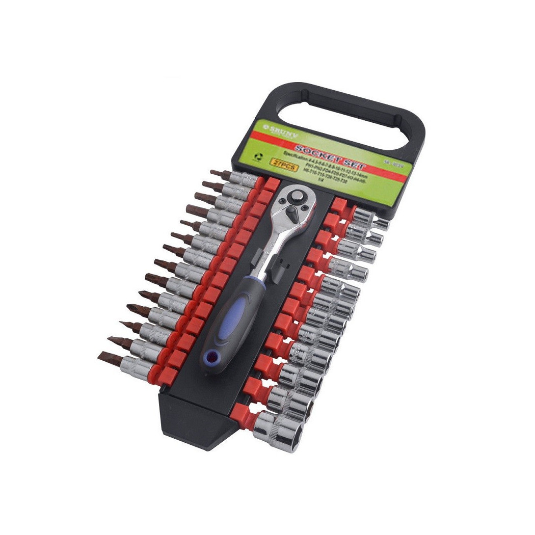 foto del prodotto trade shop set 27 chiavi bussole torx attacco 1 4 quot chiave a cricchetto reversibile 