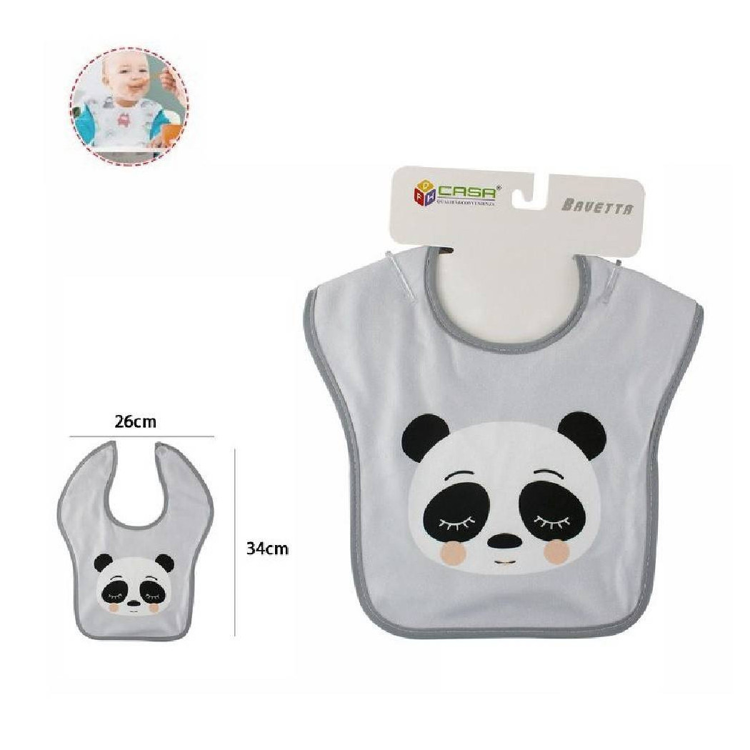 foto del prodotto trade shop set 2pz bavetto bavaglino neonato pappa allattamento bambini panda 68333 bavetta 
