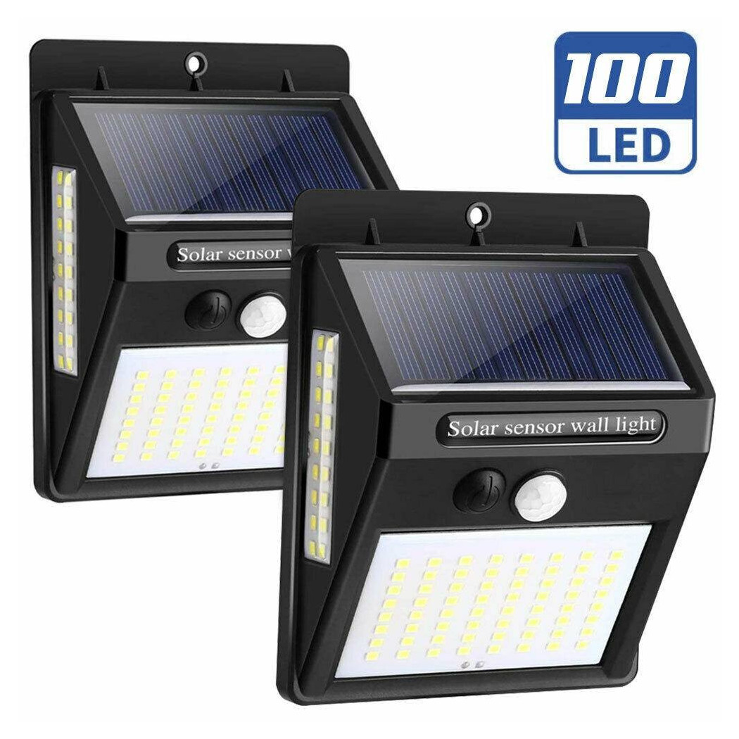 foto del prodotto trade shop set 2pz lampada faro led solare faretto sensore movimento luce esterno giardino 