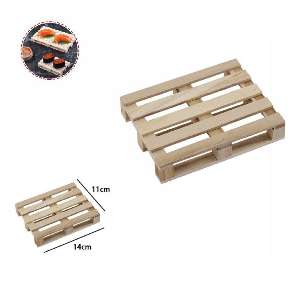 foto del prodotto trade shop set 2pz mini pallet di legno bancale vassoi piatto sottobicchiere 14x11cm 74032a 