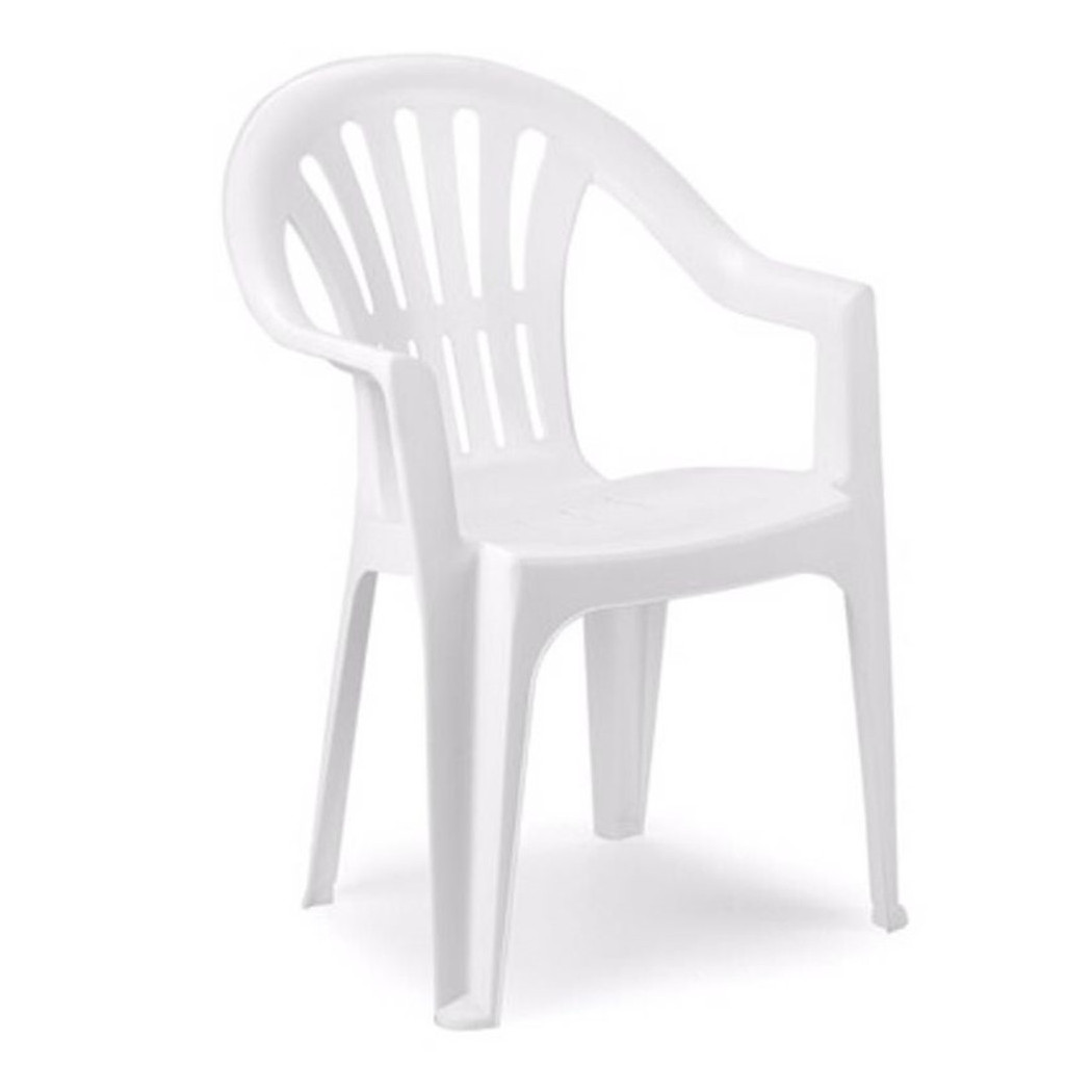 foto del prodotto trade shop set 2pz sedia monoblocco in plastica schienale alto con braccioli bianco giardino 008938 