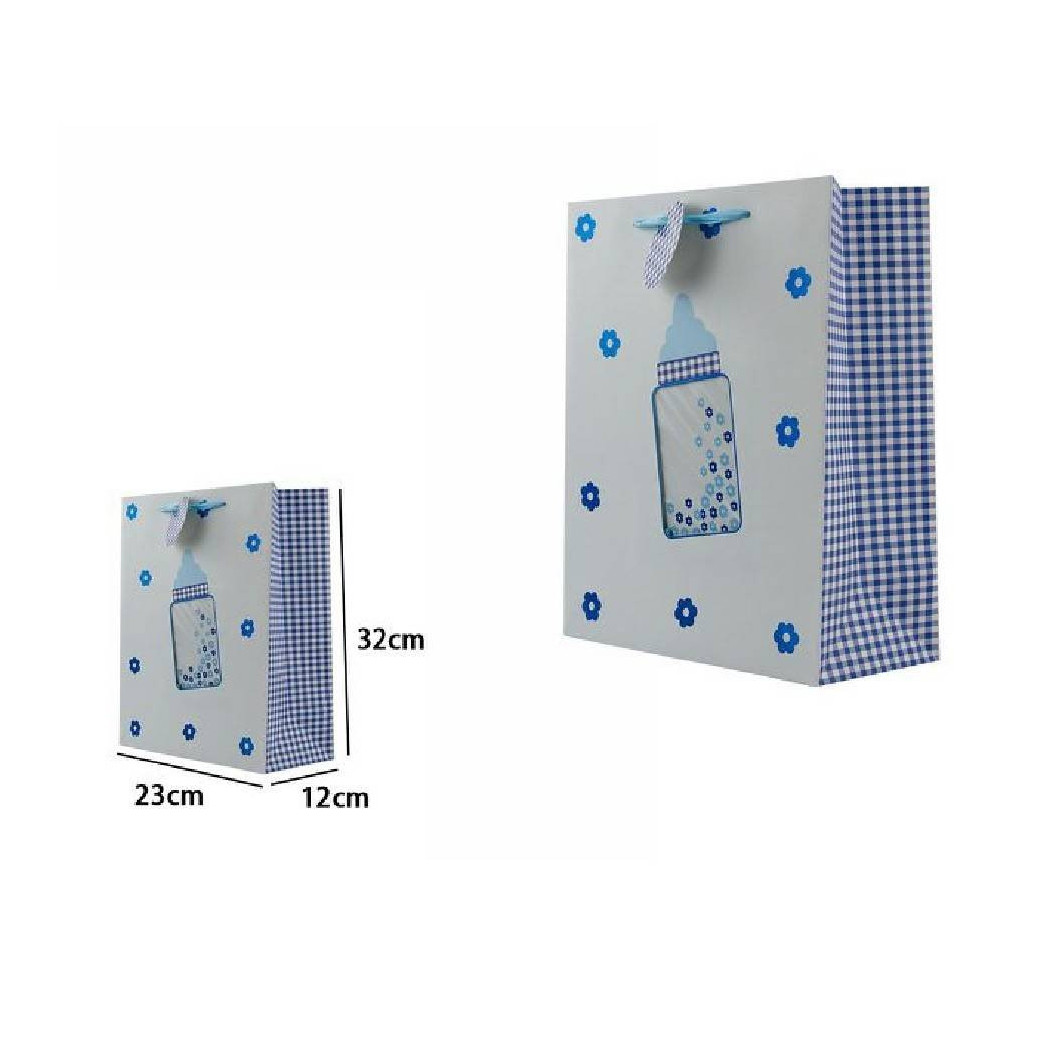 foto del prodotto trade shop set 3 buste da regalo 26x32x12cm fantasia biberon maschio femmina nascita 65913 