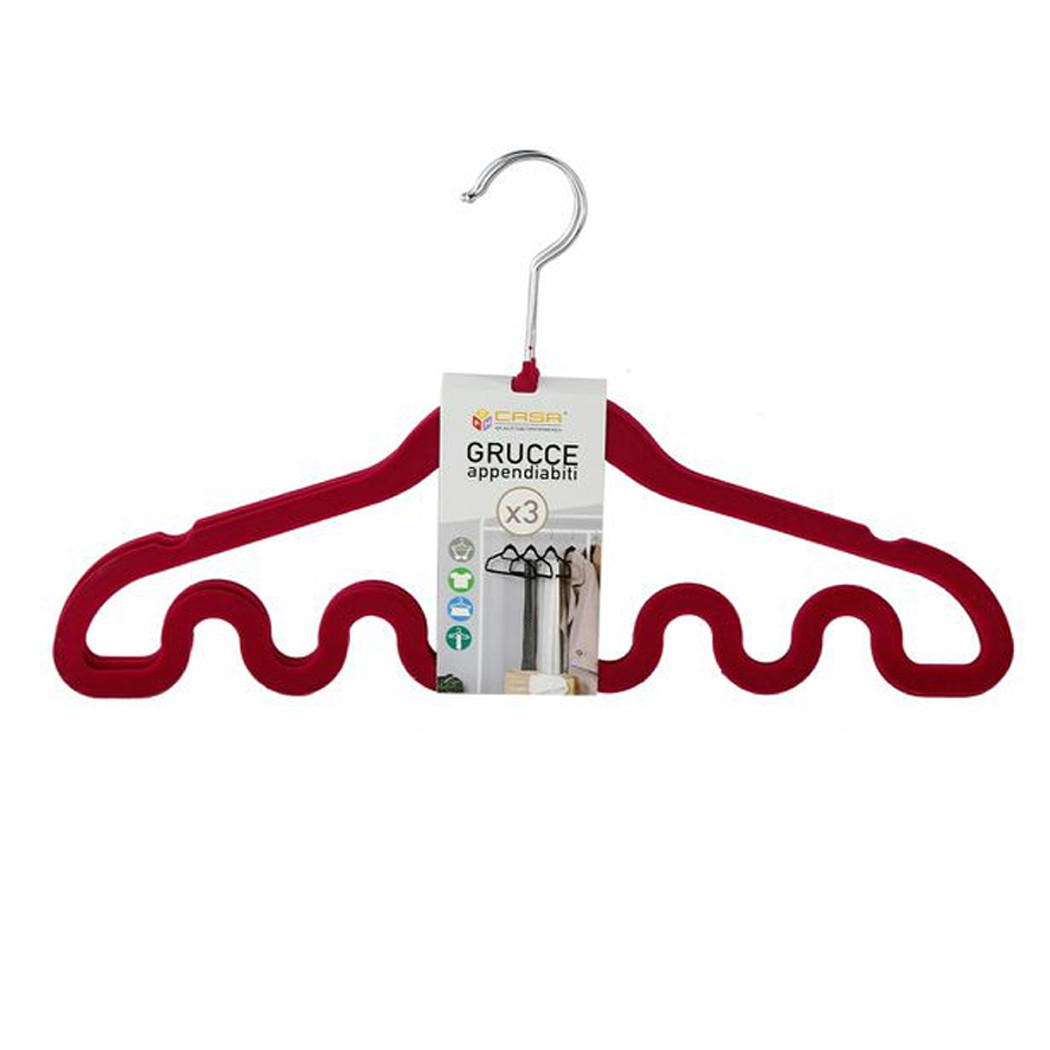 foto del prodotto trade shop set 3 grucce appendiabiti fashion onde magiche colorate shirt accessori 5 slot 