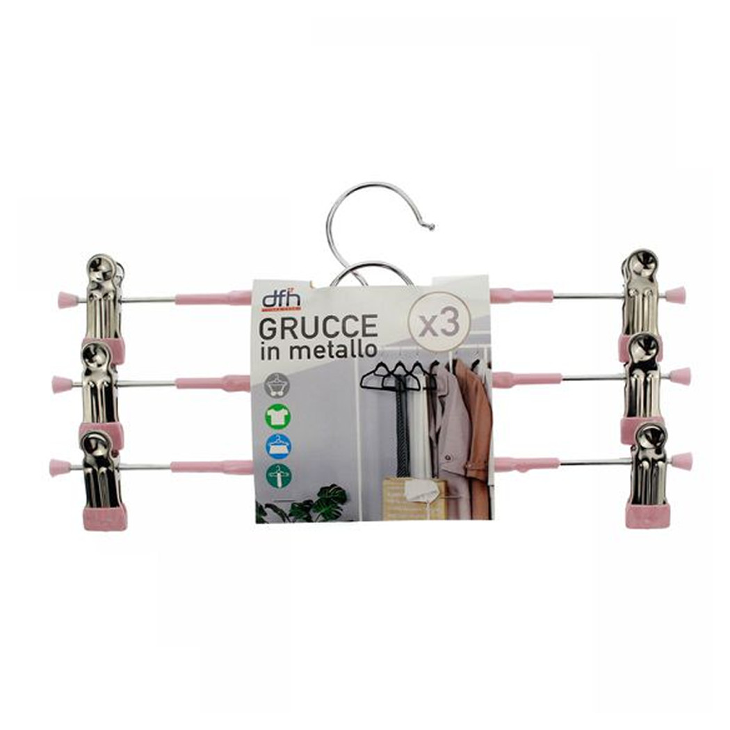 foto del prodotto trade shop set 3 grucce pantaloni in metallo rosa armadio clip antiscivolo gonne shorts top 