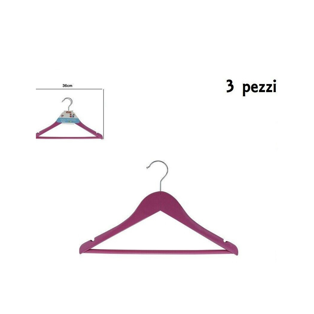 foto del prodotto trade shop set 3 grucce stampelle appendiabito legno rosa vestiti pantaloni giacche 