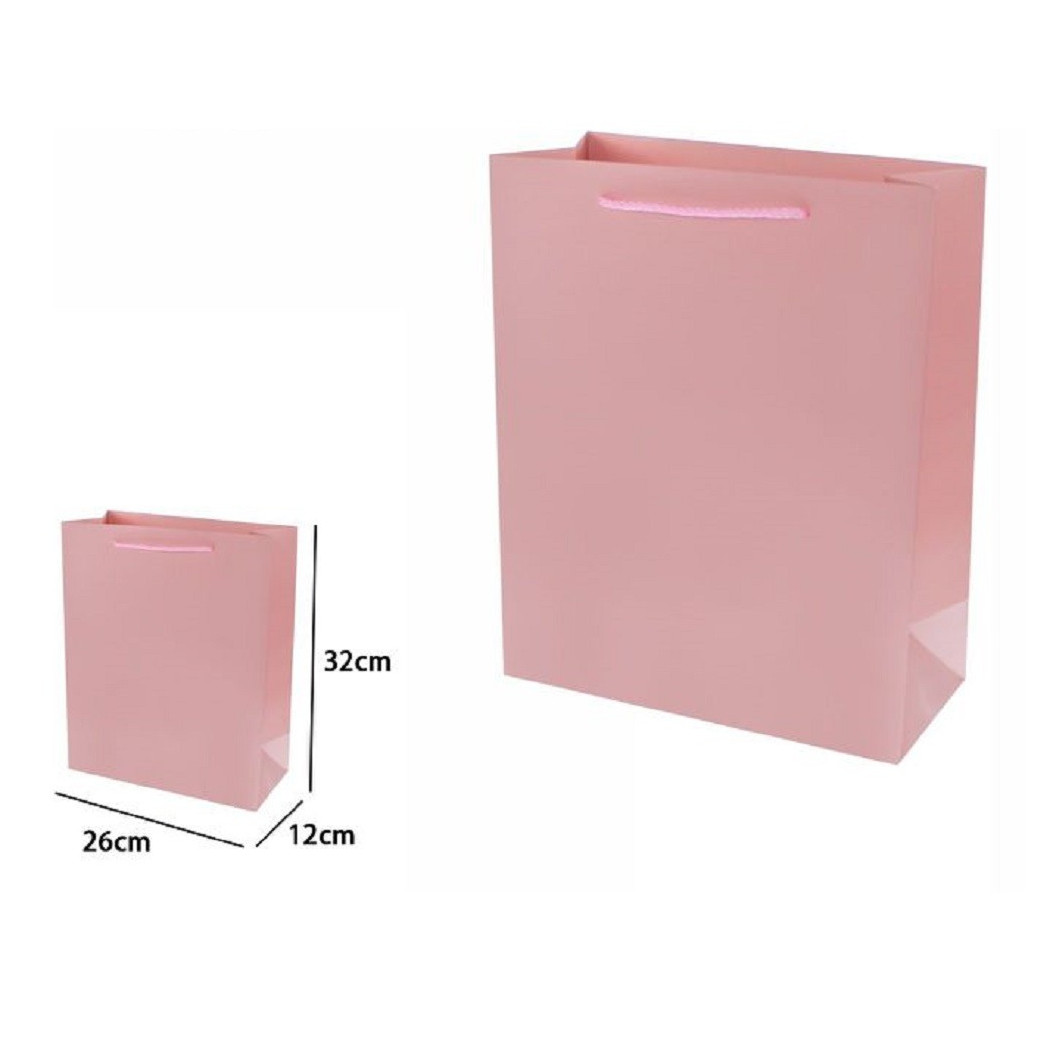 foto del prodotto trade shop set 3 pezzi buste borsa regalo sacchetti 32x26x12cm 69920 rosa con manico cordino 
