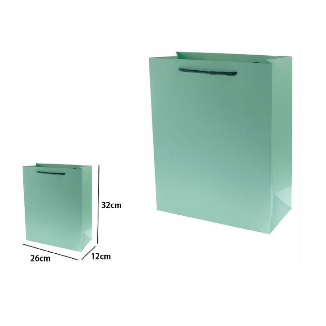 foto del prodotto trade shop set 3 pz buste borsa regalo sacchetti 32x26x12cm 69908 verde con manico cordino 