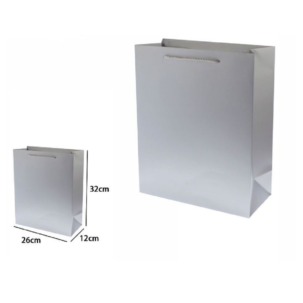 foto del prodotto trade shop set 3 pz buste borsa regalo sacchetti 32x26x12cm 69912 grigio con manico cordino 