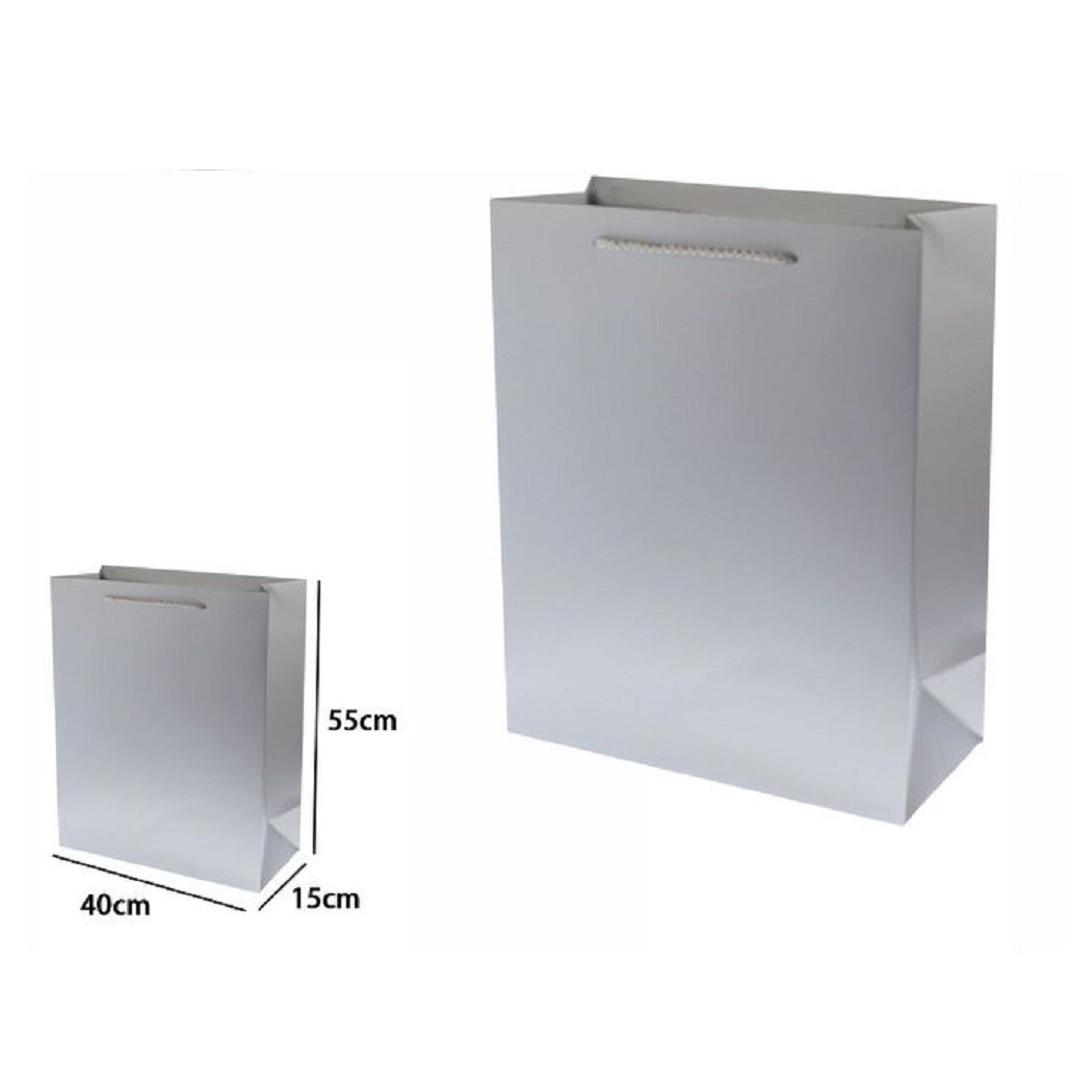 foto del prodotto trade shop set 3 pz buste borsa regalo sacchetti 55x40x15cm 69914 grigio con manico cordino 