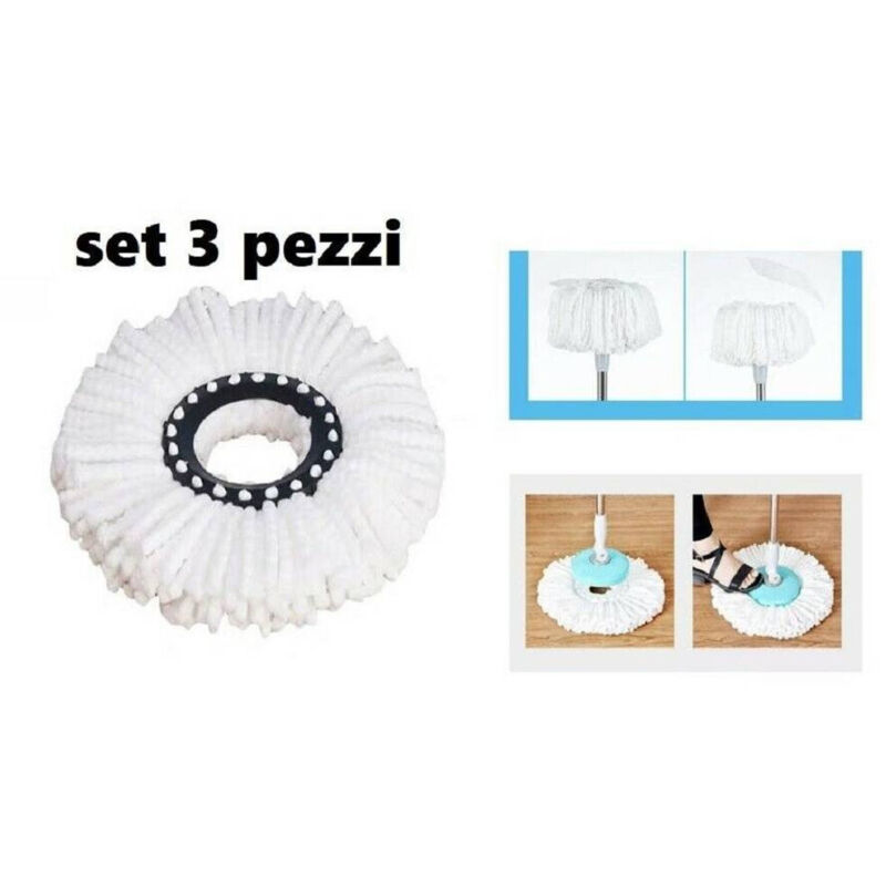 foto del prodotto trade shop set 3 pz ricambio singolo rotomop mocio in microfibra roto mop super five x5 