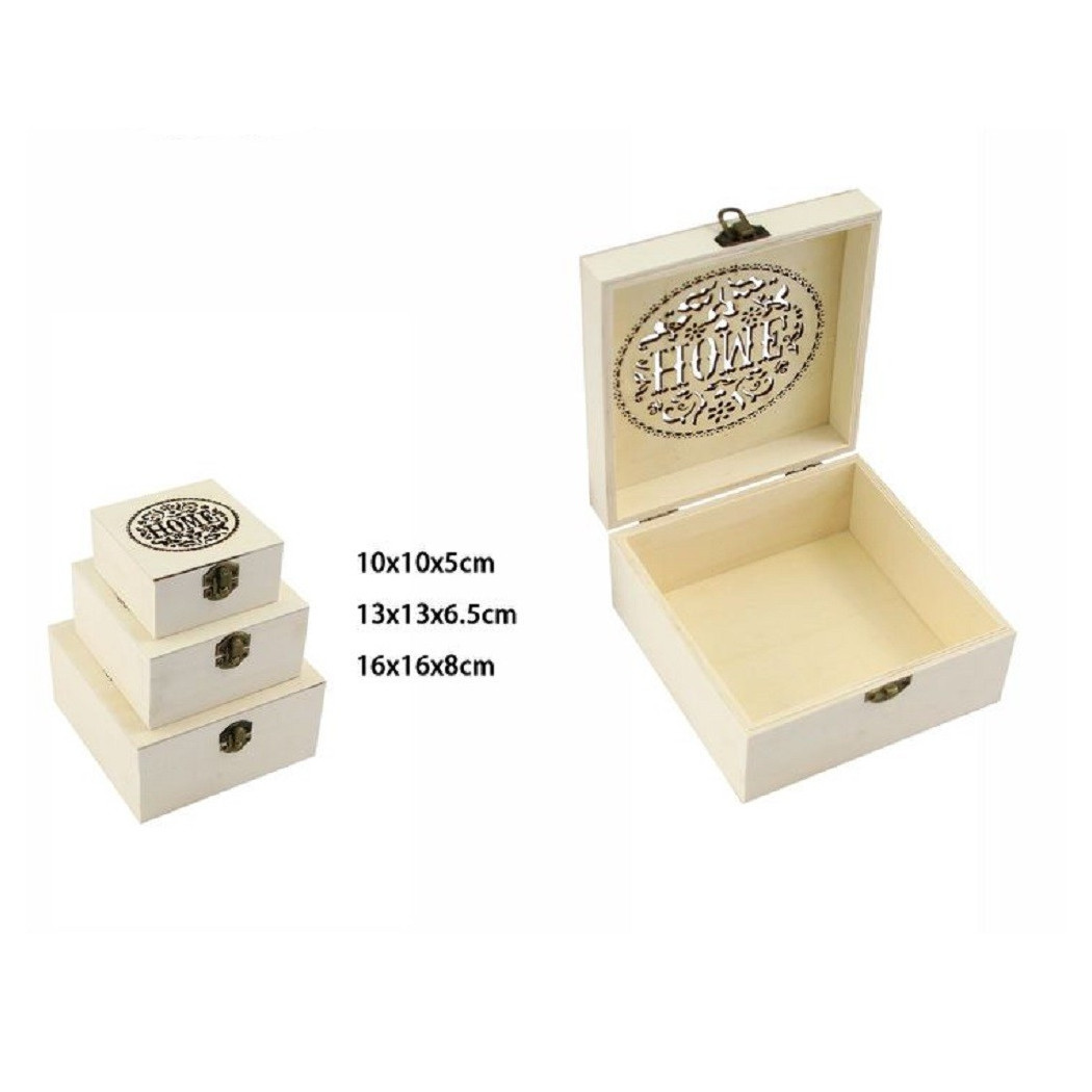 foto del prodotto trade shop set 3 pz scatole legno decoupage portagioie incise home scatola cofanetto 74010a 