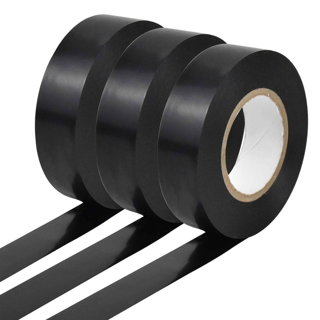 foto del prodotto trade shop set 3 rotolo nastro isolante adesivo nero in pvc 19mm per 20mt autoestinguente 